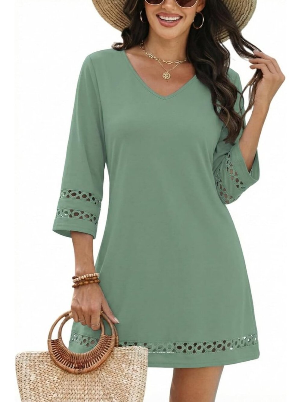 Women's Green Polyester Coverup Beach Swimsuit Coverup Bathing Suit Cover Up